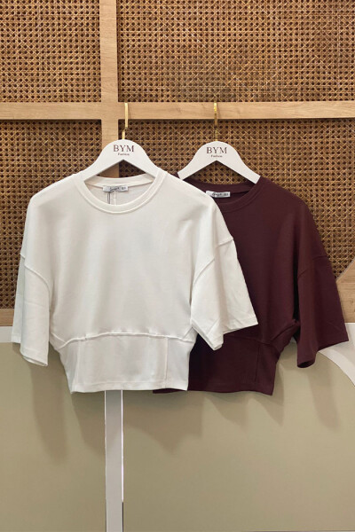 5500 bel oturtmalı T-Shirt Kahverengi - 2