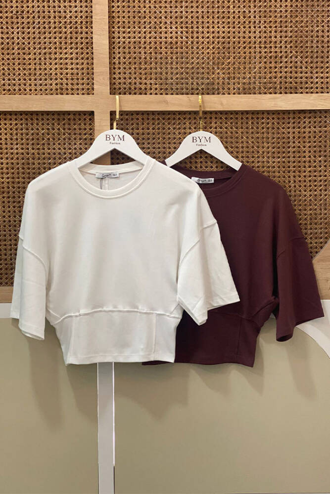 5500 bel oturtmalı T-Shirt Kahverengi - 2