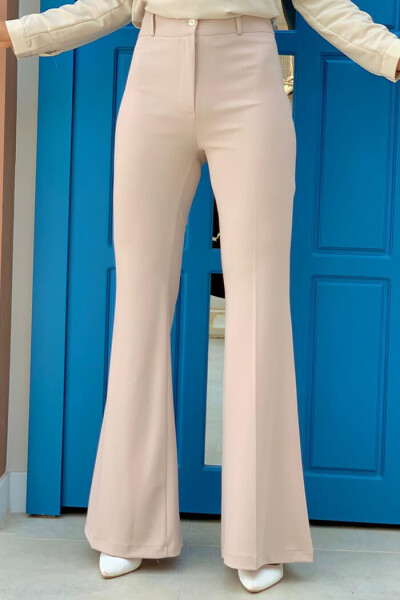 Bel Fermuarlı İspanyolpaça Pantolon 0231 Taş 
