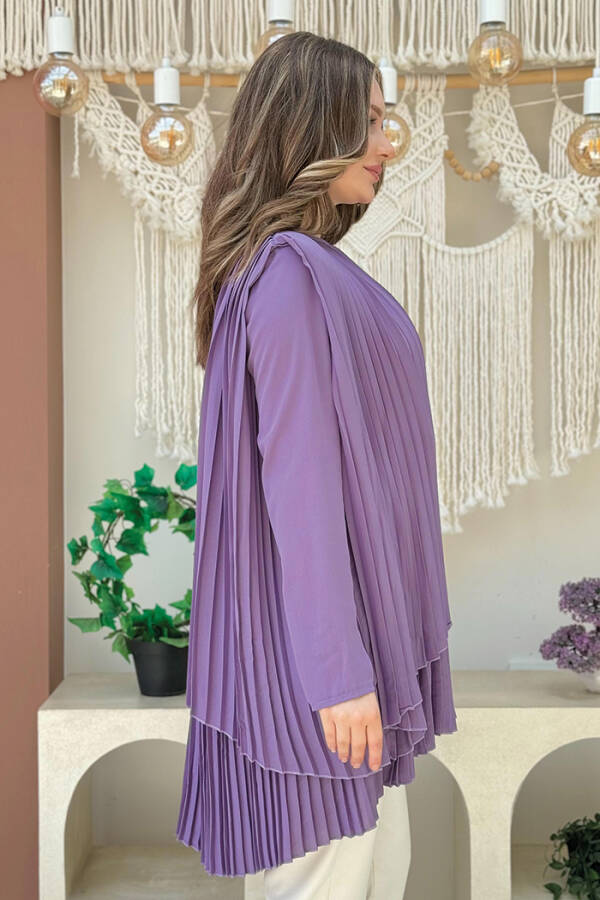 Çapraz Görünüm Pilise Detay Tunik 2363 Lila - 2