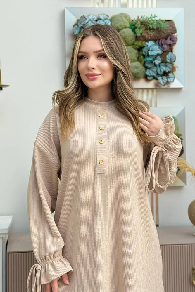 Düğme Detay Örme Tunik ve Pantolon İkili Takım 6020 Taş - 4