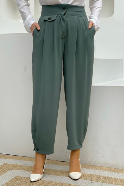 Düğme Detaylı Cepli Şalvar Pantolon 0282 Mint 