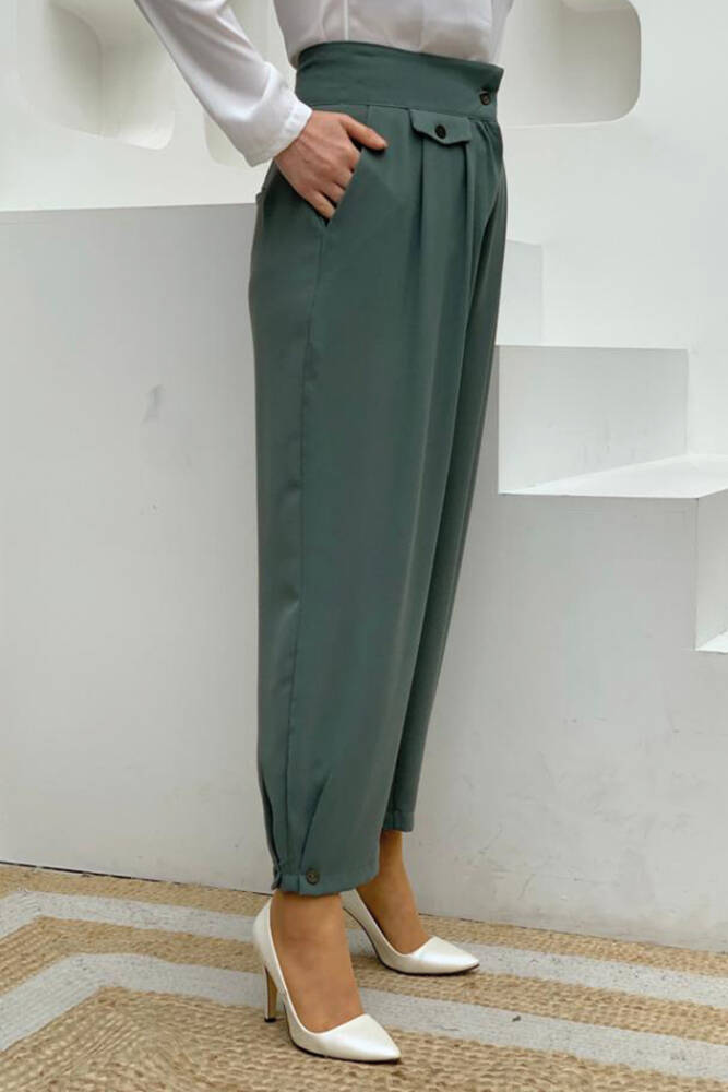 Düğme Detaylı Cepli Şalvar Pantolon 0282 Mint - 2