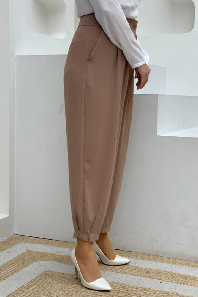 Düğme Detaylı Cepli Şalvar Pantolon 0282 Vizon - 2