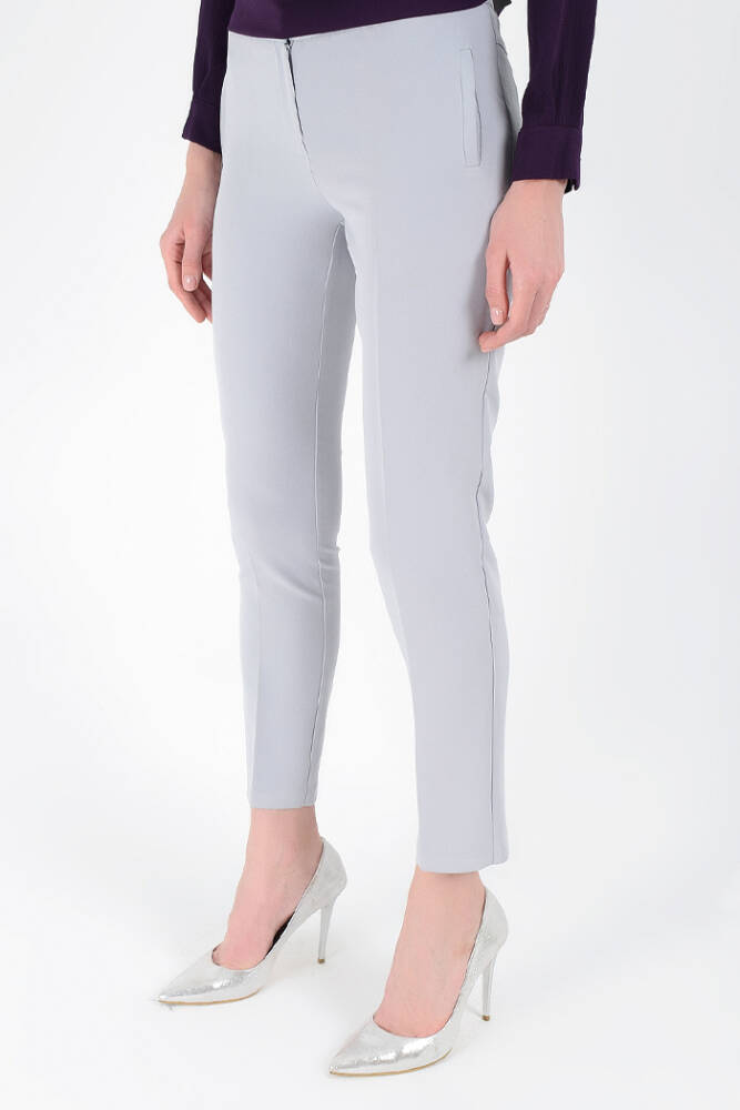 Fermuarlı Cep Detaylı Kalem Pantolon 0201 Gri - 2