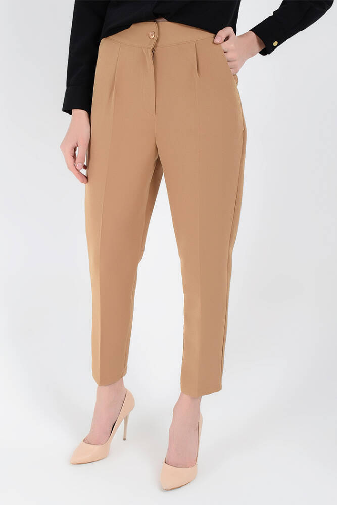 Fermuarlı Cep Detaylı Kalem Pantolon 0201 Taba - 1