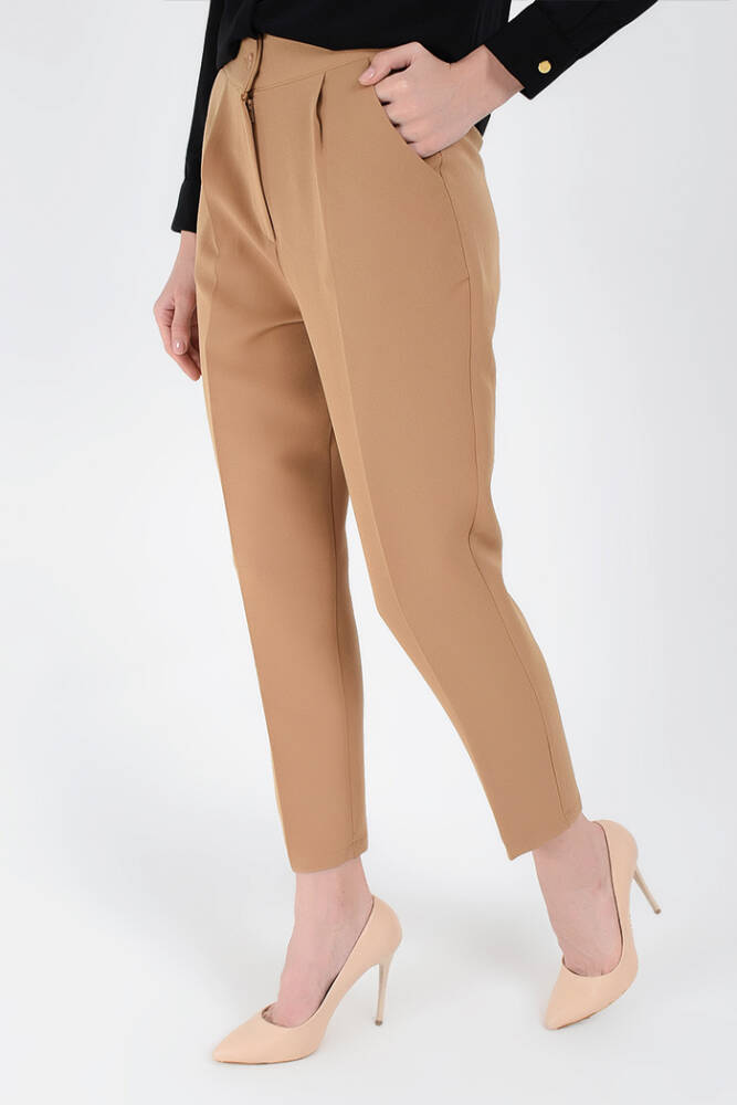Fermuarlı Cep Detaylı Kalem Pantolon 0201 Taba - 2