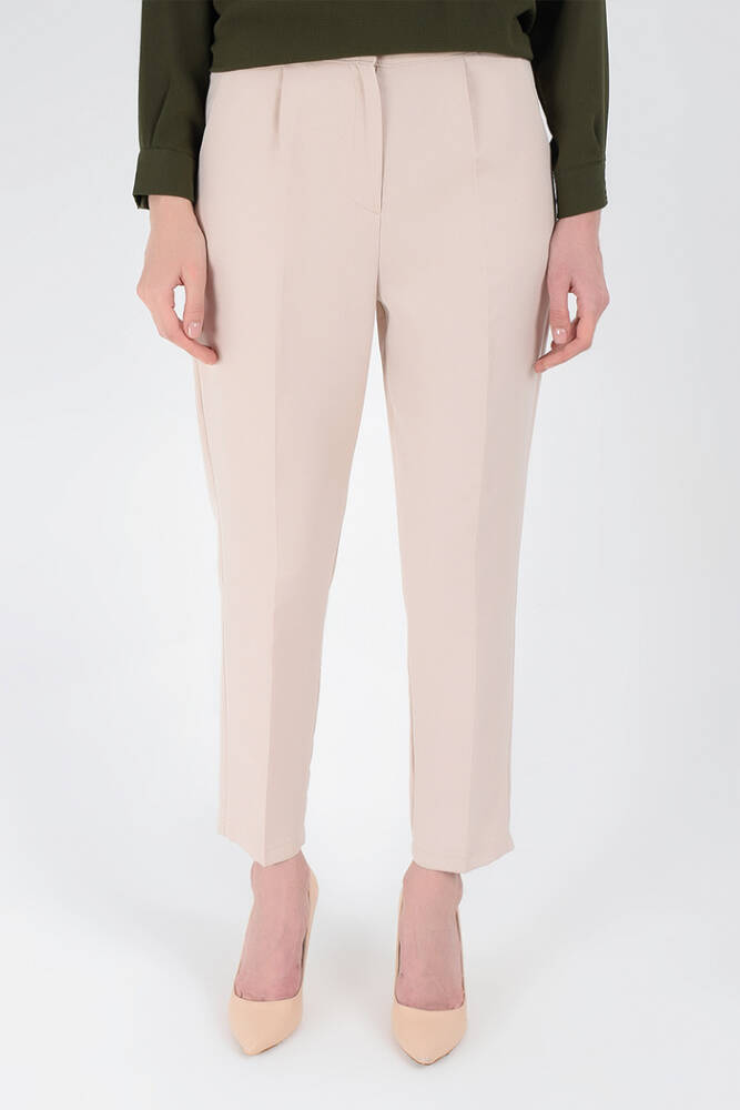 Fermuarlı Cep Detaylı Kalem Pantolon 0201 Taş - 1