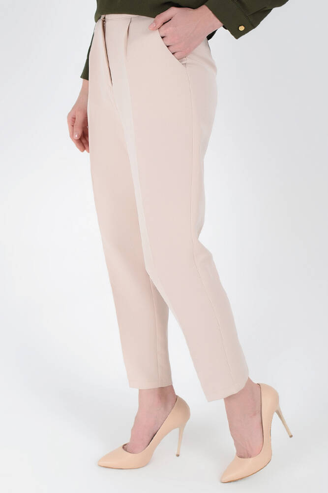 Fermuarlı Cep Detaylı Kalem Pantolon 0201 Taş - 2