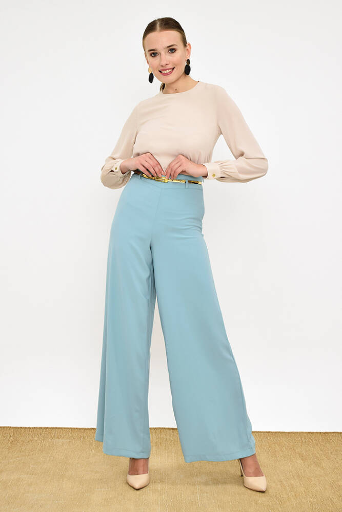 Fermuarlı Kemer Aksesuarlı Pantolon Etek 0125 Mint - 3