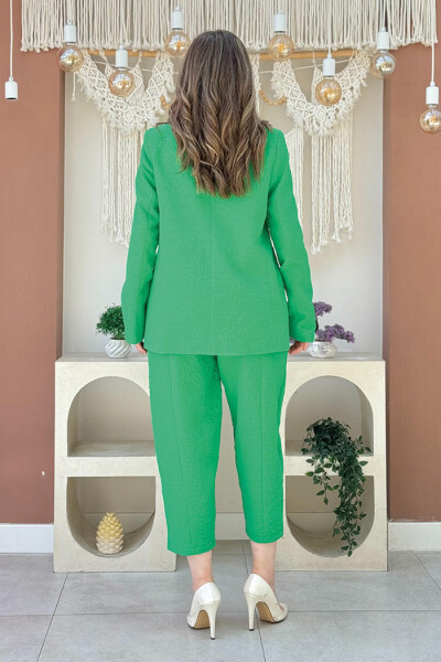 Kabartma Desenli Ceket Pantolon Takım 8457 Yeşil - 3