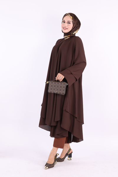 Kat Detaylı Tunik 3988 Kahverengi - 3