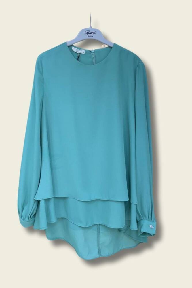Kat Kat Kol Manşetli Şifon Bluz 5148 Mint - 1