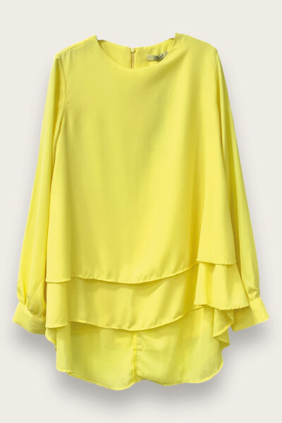 Kat Kat Kol Manşetli Şifon Bluz 5148 Sarı 