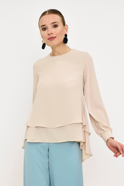 Kat Kat Kol Manşetli Şifon Bluz 5148 Taş 