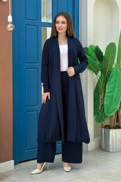 Kimono Bel Lastikli Pantolon Takım 8560 Lacivert 