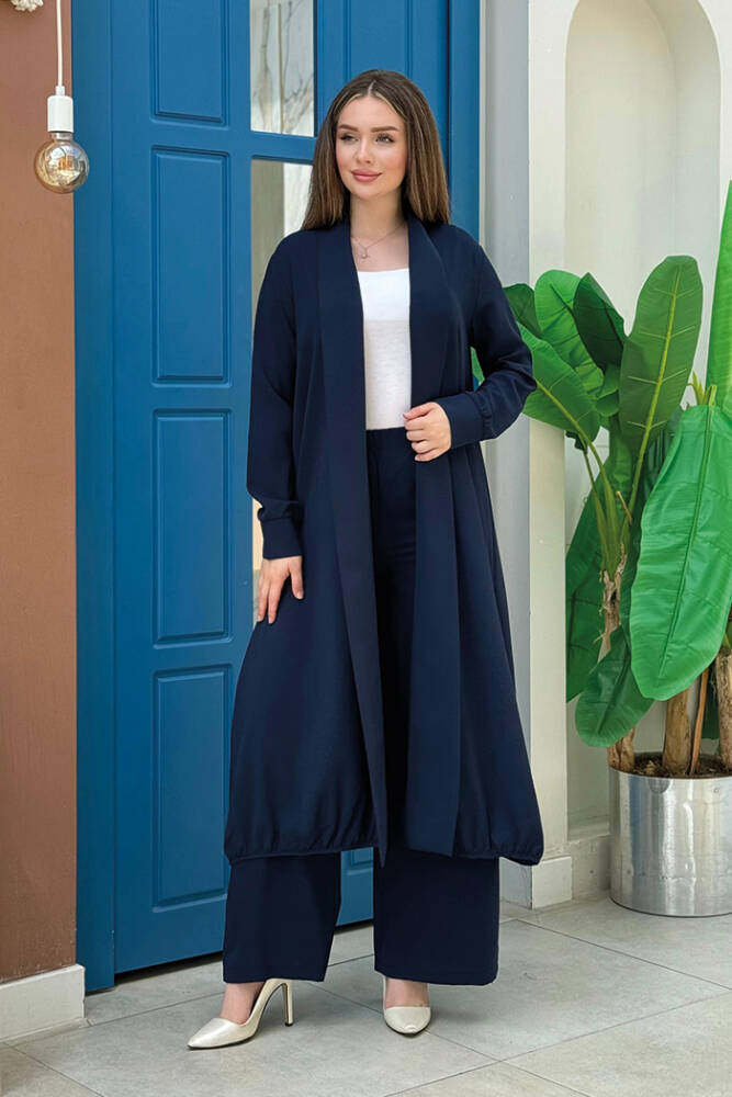 Kimono Bel Lastikli Pantolon Takım 8560 Lacivert - 1