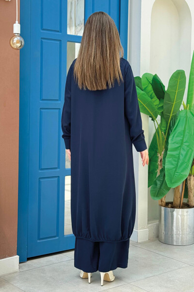 Kimono Bel Lastikli Pantolon Takım 8560 Lacivert - 3