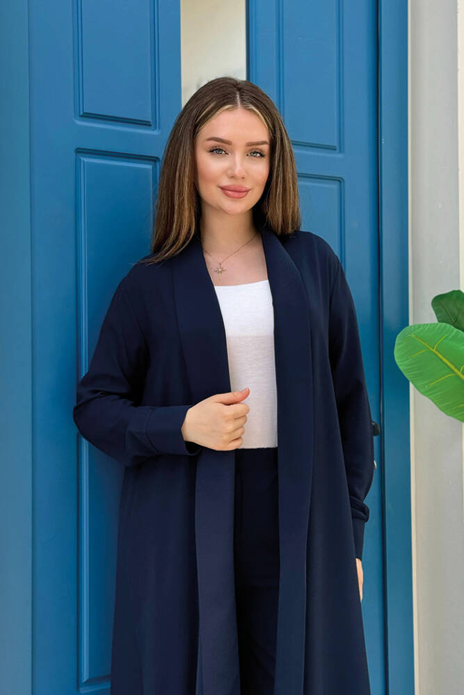 Kimono Bel Lastikli Pantolon Takım 8560 Lacivert - 4