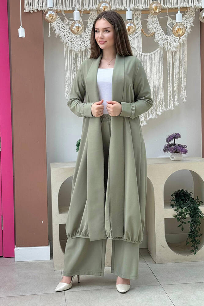 Kimono Bel Lastikli Pantolon Takım 8560 Mint - 1