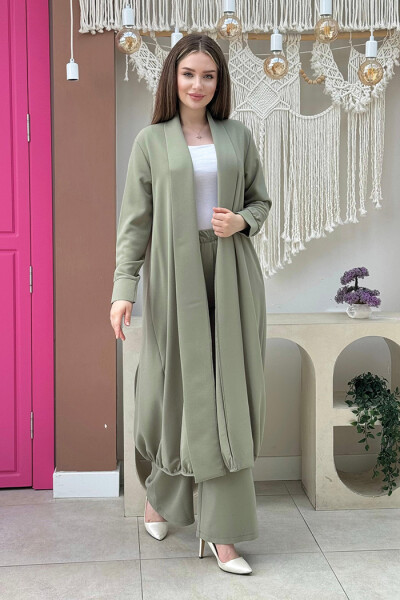 Kimono Bel Lastikli Pantolon Takım 8560 Mint - 2