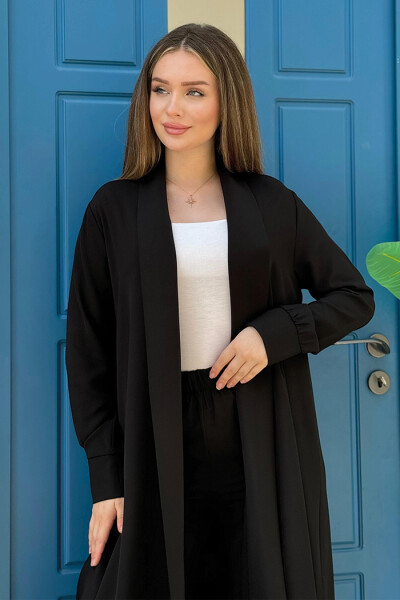 Kimono Bel Lastikli Pantolon Takım 8560 Siyah - 4