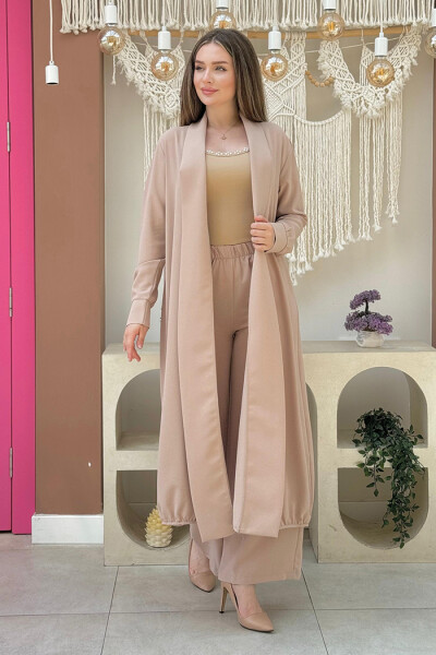 Kimono Bel Lastikli Pantolon Takım 8560 Taş 