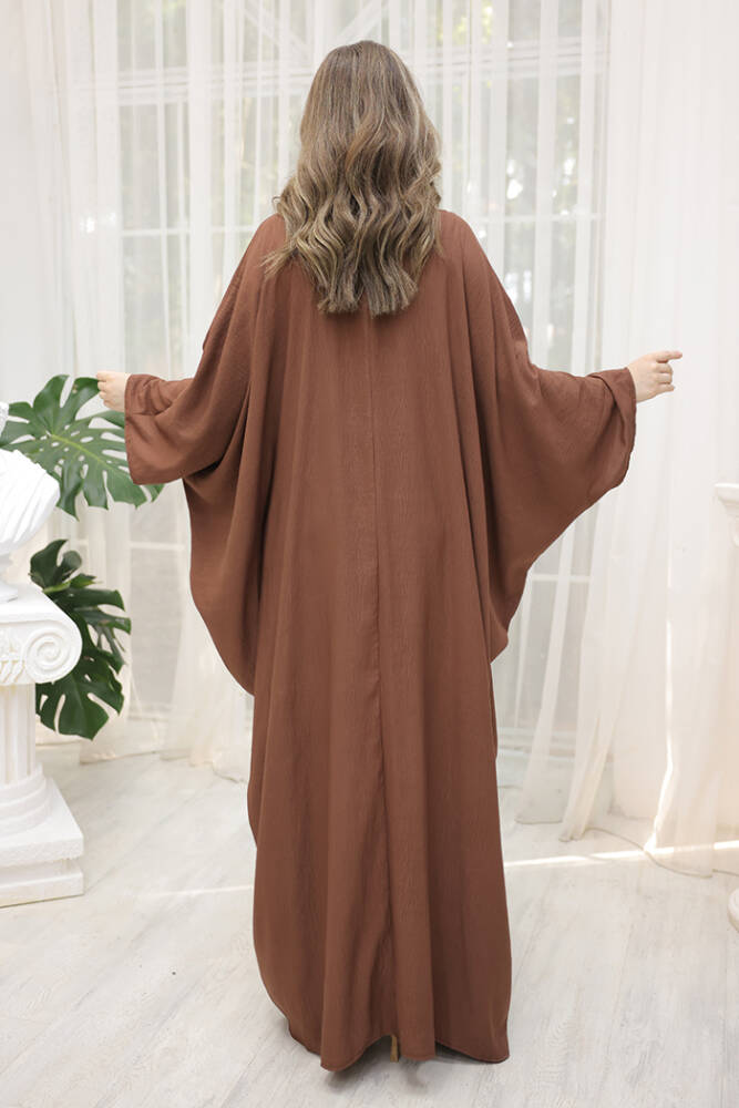 Şalıyla Birlikte Tulum ve Abaya İkili Takım 8519 Kahverengi - 3