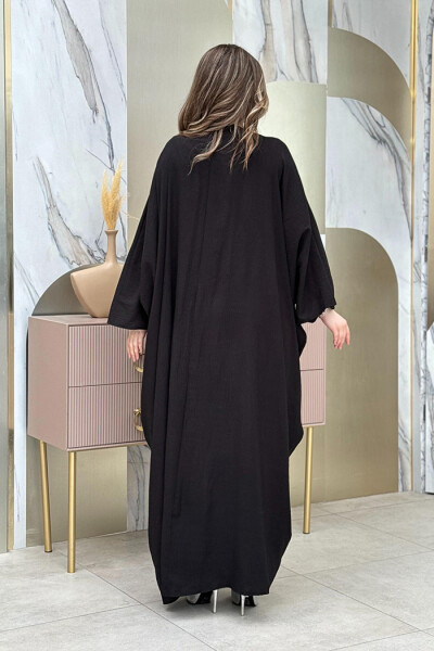 Şalıyla Birlikte Tulum ve Abaya İkili Takım 8519 Siyah - 3