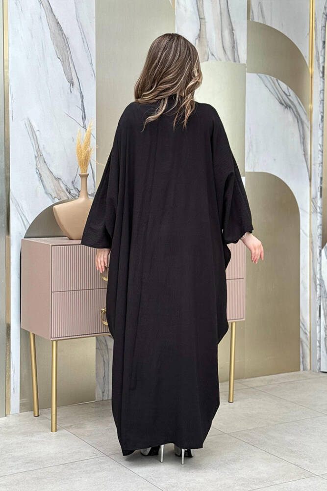 Şalıyla Birlikte Tulum ve Abaya İkili Takım 8519 Siyah - 3