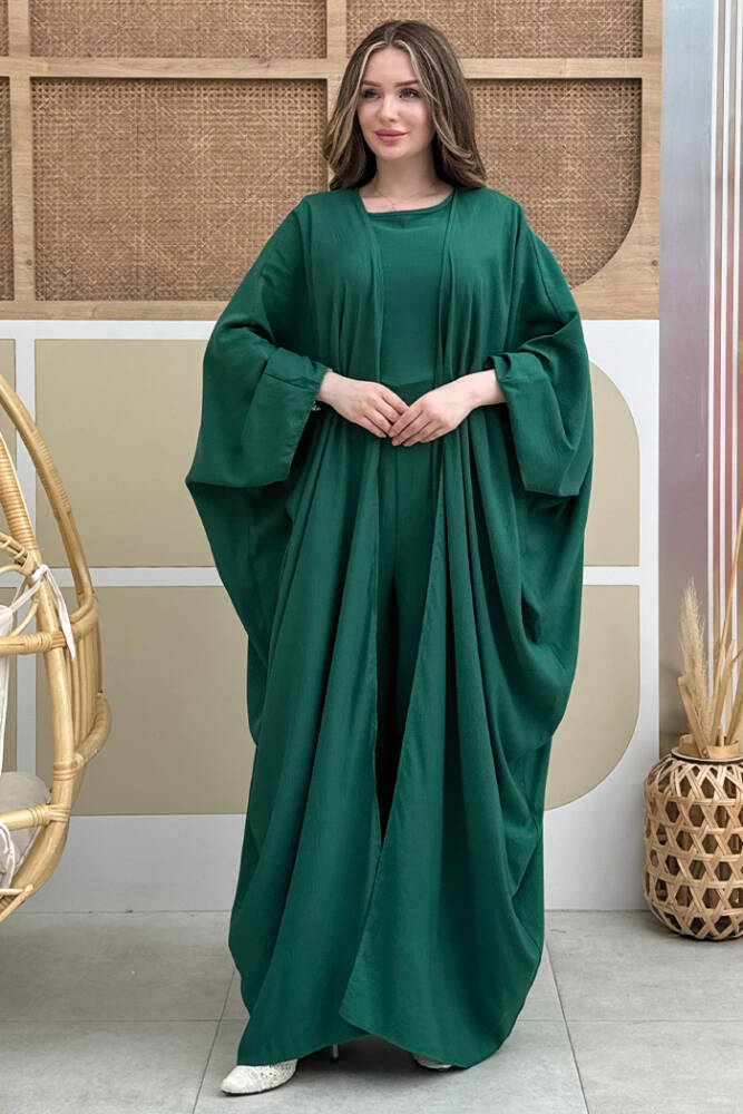 Şalıyla Birlikte Tulum ve Abaya İkili Takım 8519 Zümrüt - 1