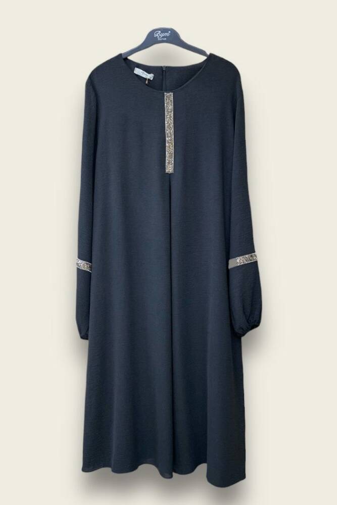 Taş İşleme Detaylı Pantolonlu Tunik Takım 8464 Siyah - 3