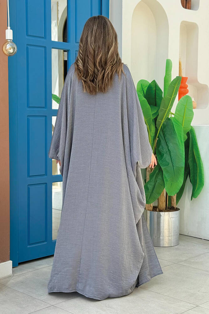 Yarasakol Abayalı Elbise Takım 8497 Füme - 4