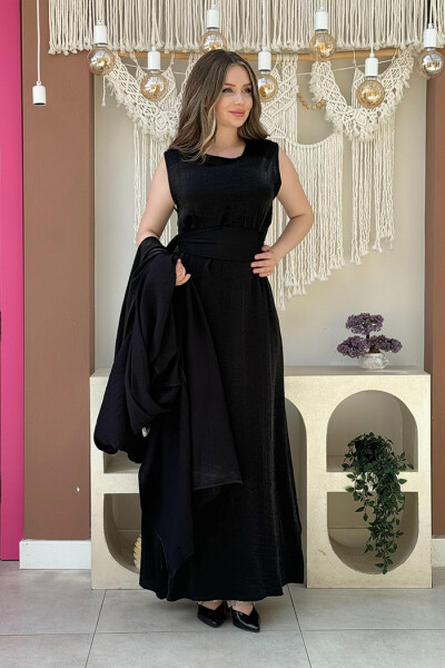 Yarasakol Abayalı Elbise Takım 8497 Siyah - 2
