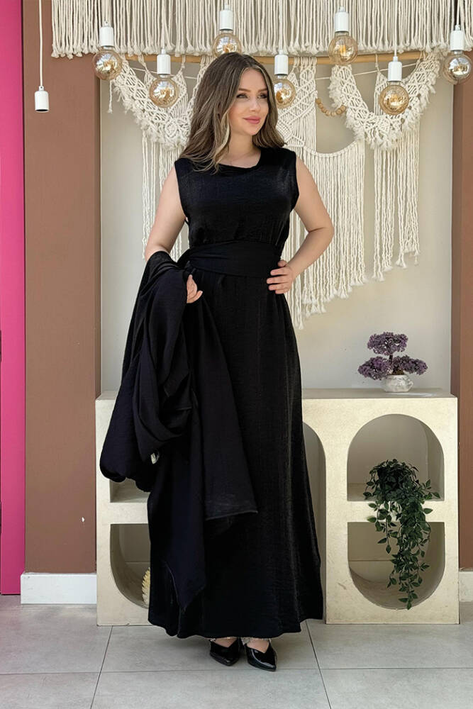 Yarasakol Abayalı Elbise Takım 8497 Siyah - 2